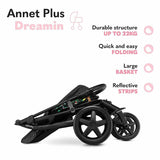 Carucior sport, Lionelo, Annet Plus Dreamin\', Editie limitata, De la nastere, Cu accesorii, 0 - 22 Kg, Conform cu standardele europene de securitate EN1888-1 si EN1888-2, Negru