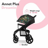 Carucior sport, Lionelo, Annet Plus Dreamin\', Editie limitata, De la nastere, Cu accesorii, 0 - 22 Kg, Conform cu standardele europene de securitate EN1888-1 si EN1888-2, Negru