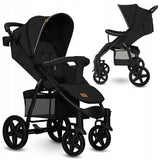 Carucior sport, Lionelo, Annet Tour, De la nastere, Cu capotina impermeabila, Cu filtru UPF 50+, Cu maner reglabil, Plasa de tantari, Suport biberon, Saculet pentru picioare, Pana la 22 kg, Cu certificare TUV, Negru