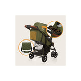 Carucior sport, Lionelo, Emma Plus, Cu tavita, 2 Suporturi pentru pahar, Geanta accesorii, Conform cu standardul european de securitate EN1888-1, Forest Green