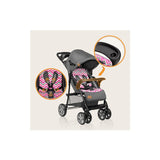 Carucior sport, Lionelo, Emma Plus, Cu tavita, 2 Suporturi pentru pahar, Geanta accesorii, Conform cu standardul european de securitate EN1888-1, Pink Scandi