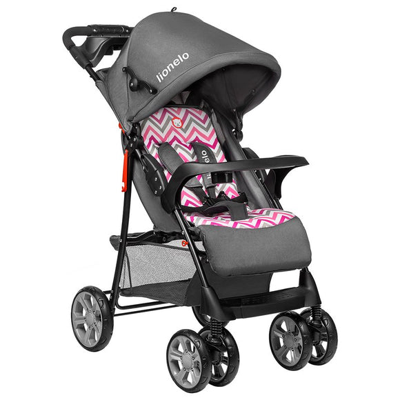 Carucior sport, Lionelo, Emma Plus, Cu tavita, 2 Suporturi pentru pahar, Geanta accesorii, Conform cu standardul european de securitate EN1888-1, Pink Scandi