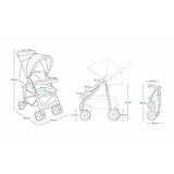 Carucior sport, Lionelo, Emma Plus, Cu tavita, 2 Suporturi pentru pahar, Geanta accesorii, Conform cu standardul european de securitate EN1888-1, Stone