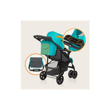 Carucior sport, Lionelo, Emma Plus, Cu tavita, 2 Suporturi pentru pahar, Geanta accesorii, Conform cu standardul european de securitate EN1888-1, Vivid Turquoise