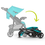 Carucior sport, Lionelo, Emma Plus, Cu tavita, 2 Suporturi pentru pahar, Geanta accesorii, Conform cu standardul european de securitate EN1888-1, Vivid Turquoise