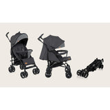 Carucior sport compact, Lionelo, Irma, Spatar ajustabil in 4 pozitii, Suport picioare reglabil, Manere rotative, Pliere tip umbrela, 6- 36 luni, Pana la 15 kg, Conform cu EN1888-1:2018, Gri/Negru