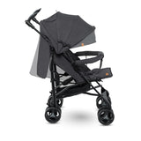 Carucior sport compact, Lionelo, Irma, Spatar ajustabil in 4 pozitii, Suport picioare reglabil, Manere rotative, Pliere tip umbrela, 6- 36 luni, Pana la 15 kg, Conform cu EN1888-1:2018, Gri/Negru