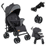 Carucior sport compact, Lionelo, Irma, Spatar reglabil in 4 pozitii, Suport picioare reglabil, Manere rotative, Pliere tip umbrela, 6- 36 luni, Pana la 15 kg, Conform cu EN1888-1:2018, Gri/Negru