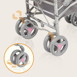 Carucior sport compact, Lionelo, Irma, Spatar reglabil in 4 pozitii, Suport picioare reglabil, Manere rotative, Pliere tip umbrela, 6- 36 luni, Pana la 15 kg, Conform cu EN1888-1:2018, Roz