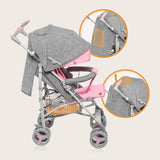 Carucior sport compact, Lionelo, Irma, Spatar reglabil in 4 pozitii, Suport picioare reglabil, Manere rotative, Pliere tip umbrela, 6- 36 luni, Pana la 15 kg, Conform cu EN1888-1:2018, Roz