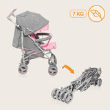 Carucior sport compact, Lionelo, Irma, Spatar reglabil in 4 pozitii, Suport picioare reglabil, Manere rotative, Pliere tip umbrela, 6- 36 luni, Pana la 15 kg, Conform cu EN1888-1:2018, Roz