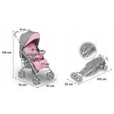 Carucior sport compact, Lionelo, Irma, Spatar reglabil in 4 pozitii, Suport picioare reglabil, Manere rotative, Pliere tip umbrela, 6- 36 luni, Pana la 15 kg, Conform cu EN1888-1:2018, Roz