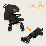 Carucior sport compact, Lionelo, Irma, Spatar reglabil in 4 pozitii, Suport picioare reglabil, Manere rotative, Pliere tip umbrela, 6- 36 luni, Pana la 15 kg, Conform cu EN1888-1:2018, Negru