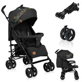 Carucior sport compact, Lionelo, Irma, Spatar reglabil in 4 pozitii, Suport picioare reglabil, Manere rotative, Pliere tip umbrela, 6- 36 luni, Pana la 15 kg, Conform cu EN1888-1:2018, Negru