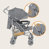 Carucior sport compact, Lionelo, Irma, Spatar reglabil in 4 pozitii, Suport picioare reglabil, Manere rotative, Pliere tip umbrela, 6- 36 luni, Pana la 15 kg, Conform cu EN1888-1:2018, Gri