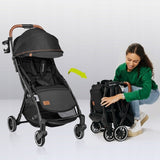 Carucior sport, Lionelo, Julie One, De la nastere, Greutate redusa, Cu accesorii, Cadru din aluminiu, 0-22 kg, Pliere compacta pentru avion, Conform cu standardele europene de securitate EN1888-1 si EN1888-2, Negru