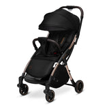Carucior sport, Lionelo, Julie One, De la nastere, Greutate redusa, Cu accesorii, Cadru din aluminiu, 0-22 kg, Pliere compacta pentru avion, Conform cu standardele europene de securitate EN1888-1 si EN1888-2, Negru/Auriu
