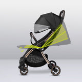 Carucior sport, Lionelo, Julie One, De la nastere, Greutate redusa, Cu accesorii, Cadru din aluminiu, 0-22 kg, Pliere compacta pentru avion, Conform cu standardele europene de securitate EN1888-1 si EN1888-2, Negru/Auriu