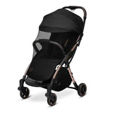 Carucior sport, Lionelo, Julie One, De la nastere, Greutate redusa, Cu accesorii, Cadru din aluminiu, 0-22 kg, Pliere compacta pentru avion, Conform cu standardele europene de securitate EN1888-1 si EN1888-2, Negru/Auriu
