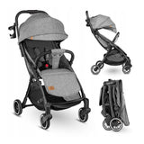 Carucior sport, Lionelo, Julie One, De la nastere, Greutate redusa, Cu accesorii, Cadru din aluminiu, 0-22 kg, Pliere compacta pentru avion, Conform cu standardele europene de securitate EN1888-1 si EN1888-2, Gri