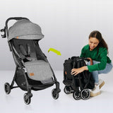 Carucior sport, Lionelo, Julie One, De la nastere, Greutate redusa, Cu accesorii, Cadru din aluminiu, 0-22 kg, Pliere compacta pentru avion, Conform cu standardele europene de securitate EN1888-1 si EN1888-2, Gri