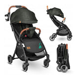 Carucior sport, Lionelo, Julie One, De la nastere, Greutate redusa, Cu accesorii, Cadru din aluminiu, 0-22 kg, Pliere compacta pentru avion, Conform cu standardele europene de securitate EN1888-1 si EN1888-2, Verde Tropical