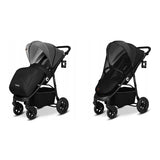 Carucior sport, Lionelo, Natt, De la nastere, Cu accesorii si capotina XXL reglabila, 0 - 22 kg, Conform cu standardele europene de securitate EN1888-1, EN1888-2, Gri