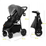 Carucior sport, Lionelo, Natt, De la nastere, Cu accesorii si capotina XXL reglabila, 0 - 22 kg, Conform cu standardele europene de securitate EN1888-1, EN1888-2, Gri