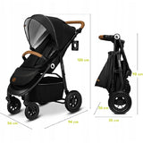 Carucior sport, Lionelo, Natt, De la nastere, Cu accesorii si capotina XXL reglabila, 0 - 22 kg, Conform cu standardele europene de securitate EN1888-1, EN1888-2, Negru Onyx