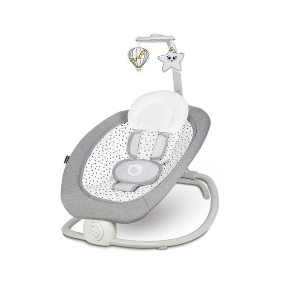 Fotoliu balansoar, Lionelo, Cu vibratii, Pascal Scandi, Cu 12 melodii linistitoare, Pliabil, 80x49 cm, Gri Deschis