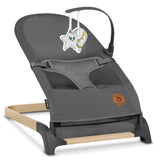 Fotoliu balansoar, Lionelo June AIR, Cu arcada cu jucarii, Ergonomic, Permite circulatia aerului, Balansare manuala, Pliabil, 0 luni+, Gri
