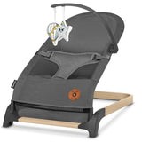 Fotoliu balansoar, Lionelo June AIR, Cu arcada cu jucarii, Ergonomic, Permite circulatia aerului, Balansare manuala, Pliabil, 0 luni+, Gri