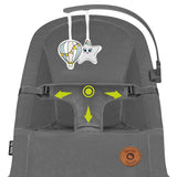 Fotoliu balansoar, Lionelo June AIR, Cu arcada cu jucarii, Ergonomic, Permite circulatia aerului, Balansare manuala, Pliabil, 0 luni+, Gri