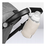 Incalzitor biberoane, Lionelo, ThermUp Go Plus, Portabil, Cu aspect elegant, Temperatura constanta pana la 24 h, Incarcare USB, Bej