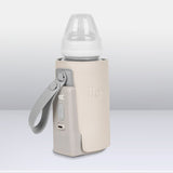 Incalzitor biberoane, Lionelo, ThermUp Go Plus, Portabil, Cu aspect elegant, Temperatura constanta pana la 24 h, Incarcare USB, Bej