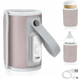 Incalzitor biberoane, Lionelo, ThermUp Go, Portabil, Temperatura constanta pana la 24 h, Incarcare USB, Roz