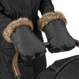 Manusi termice pentru carucior, Lionelo, Universale, Impermeabile, Interior din lana, Cu blana ecologica detasabila, Negru