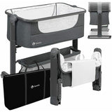 Patut co-sleeper, Lionelo, Timon, 3 in 1, Pliabil, Cu setare unghiulara, Reglabil in 6 pozitii pe inaltime, Din Aluminiu, 90x50 cm, Conform cu standardele europeane de securitate EN1130 si EN16890, Gri
