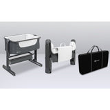 Patut co-sleeper, Lionelo, Timon, 3 in 1, Pliabil, Cu setare unghiulara, Reglabil in 6 pozitii pe inaltime, Din Aluminiu, 90x50 cm, Conform cu standardele europeane de securitate EN1130 si EN16890, Gri