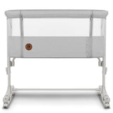 Patut co-sleeper, Lionelo, Aurora, 3 in 1, Cu leganare si setare unghiulara, Include saltea cu densitate T25 si geanta transport, Reglabil in 5 pozitii, Pana la 9 kg, 0 luni+, 85x60x66 cm, Certificari EN 1130:2019+AC:2020, EN 16890:2, Gri deschis