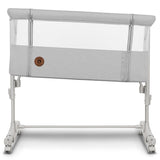 Patut co-sleeper, Lionelo, Aurora, 3 in 1, Cu leganare si setare unghiulara, Include saltea cu densitate T25 si geanta transport, Reglabil in 5 pozitii, Pana la 9 kg, 0 luni+, 85x60x66 cm, Certificari EN 1130:2019+AC:2020, EN 16890:2, Gri deschis