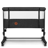 Patut co-sleeper, Lionelo, Aurora, 3 in 1, Cu leganare si setare unghiulara, Include saltea cu densitate T25 si geanta transport, Reglabil in 5 pozitii pe inaltime, Pana la 9 kg, 0 luni+, Conform cu EN 1130:2019+AC:2020, EN 16890:2, Gri inchis