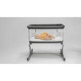 Patut co-sleeper, Lionelo, Aurora, 3 in 1, Cu leganare si setare unghiulara, Include saltea cu densitate T25 si geanta transport, Reglabil in 5 pozitii pe inaltime, Pana la 9 kg, 0 luni+, Conform cu EN 1130:2019+AC:2020, EN 16890:2, Gri inchis