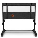 Patut co-sleeper, Lionelo, Aurora, 3 in 1, Cu leganare si setare unghiulara, Include saltea cu densitate T25 si geanta transport, Reglabil in 5 pozitii pe inaltime, Pana la 9 kg, 0 luni+, Conform cu EN 1130:2019+AC:2020, EN 16890:2, Gri inchis