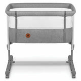 Patut co-sleeper, Lionelo, Aurora, 3 in 1, Cu leganare si setare unghiulara, Include saltea cu densitate T25 si geanta transport, Reglabil in 5 pozitii pe inaltime, Pana la 9 kg, 0 luni+, 85x60x66 cm, Conform cu EN 1130:2019+AC:2020, EN 16890:2, Gri