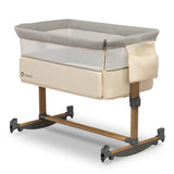 Patut co-sleeper, Lionelo, Leonie, Cu sistem de leganare, Cu setare unghiulara, Reglabil in 5 pozitii pe inaltime, Conform cu standardele europeane de securitate EN1130 si EN16890, Beige Sand