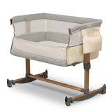 Patut co-sleeper, Lionelo, Leonie, Cu sistem de leganare, Cu setare unghiulara, Reglabil in 5 pozitii pe inaltime, Conform cu standardele europeane de securitate EN1130 si EN16890, Beige Sand