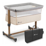 Patut co-sleeper, Lionelo, Leonie, Cu sistem de leganare, Cu setare unghiulara, Reglabil in 5 pozitii pe inaltime, Conform cu standardele europeane de securitate EN1130 si EN16890, Beige Sand