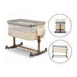 Patut co-sleeper, Lionelo, Leonie, Cu sistem de leganare, Cu setare unghiulara, Reglabil in 5 pozitii pe inaltime, Conform cu standardele europeane de securitate EN1130 si EN16890, Beige Sand