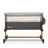 Patut co-sleeper, Lionelo, Leonie, Cu sistem de leganare, Cu setare unghiulara, Reglabil in 5 pozitii pe inaltime, Conform cu standardele europeane de securitate EN1130 si EN16890, Grey Stone